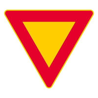 Väistämisvelvollisuus risteyksessä, varoituskolmio