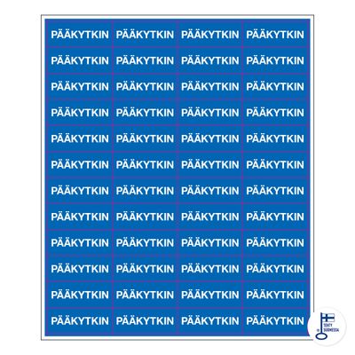 Tarra-arkki Pääkytkin Tarra-arkki Pääkytkin