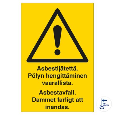 Asbestijätettä. Pölyn hengittäminen vaarallista Asbestijätettä. Pölyn hengittäminen vaarallista