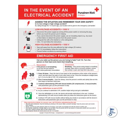 Ohjeet sähkötapaturman sattuessa EN
