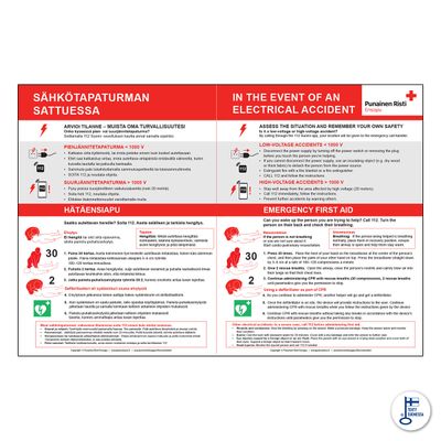 Ohjeet sähkötapaturman sattuessa FI ja ENG