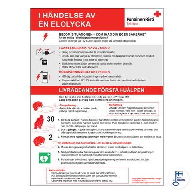 Ohjeet sähkötapaturman sattuessa SE Ohjeet sähkötapaturman sattuessa SE