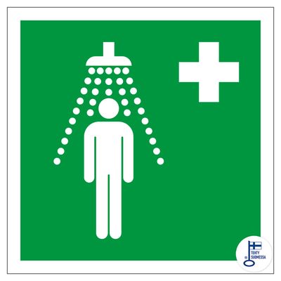 Ensiapukilpi, hätäsuihku (symboli) Ensiapukilpi, hätäsuihku (symboli)