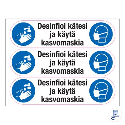 Desinfioi kätesi ja käytä kasvomaskia -arkki Desinfioi kätesi ja käytä kasvomaskia -arkki