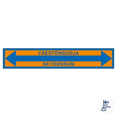 Väestönsuoja (leveä nuoli + kolmiotarra)