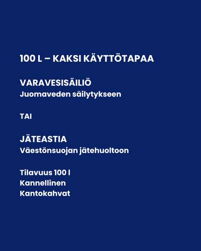 Varavesisäiliö tai jäteastia kannella 100 litraa Varavesisäiliö tai jäteastia kannella 100 litraa