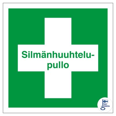 Ensiapukilpi, silmänhuuhtelupullo Ensiapukilpi, silmänhuuhtelupullo