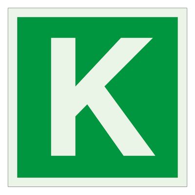 Kerrosnumero 200x200 JVT K, 200x200mm tarroitettu jälkivalaiseva muovi Kerrosnumero 200x200 JVT K, 200x200mm tarroitettu jälkivalaiseva muovi