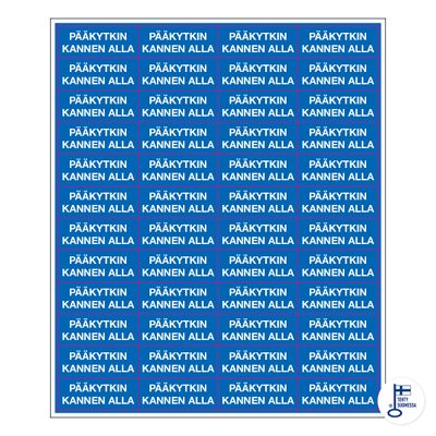 Tarra-arkki Pääkytkin kannen alla Tarra-arkki Pääkytkin kannen alla