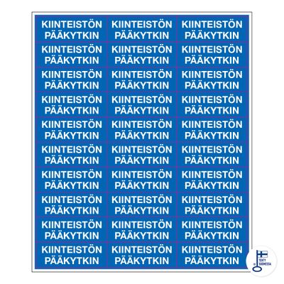 Tarra-arkki Kiinteistön pääkytkin Tarra-arkki Kiinteistön pääkytkin