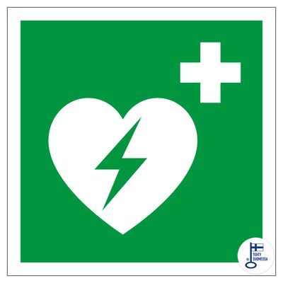 Ensiapukilpi, AED defibrillaattori (symboli) Ensiapukilpi, AED defibrillaattori (symboli)